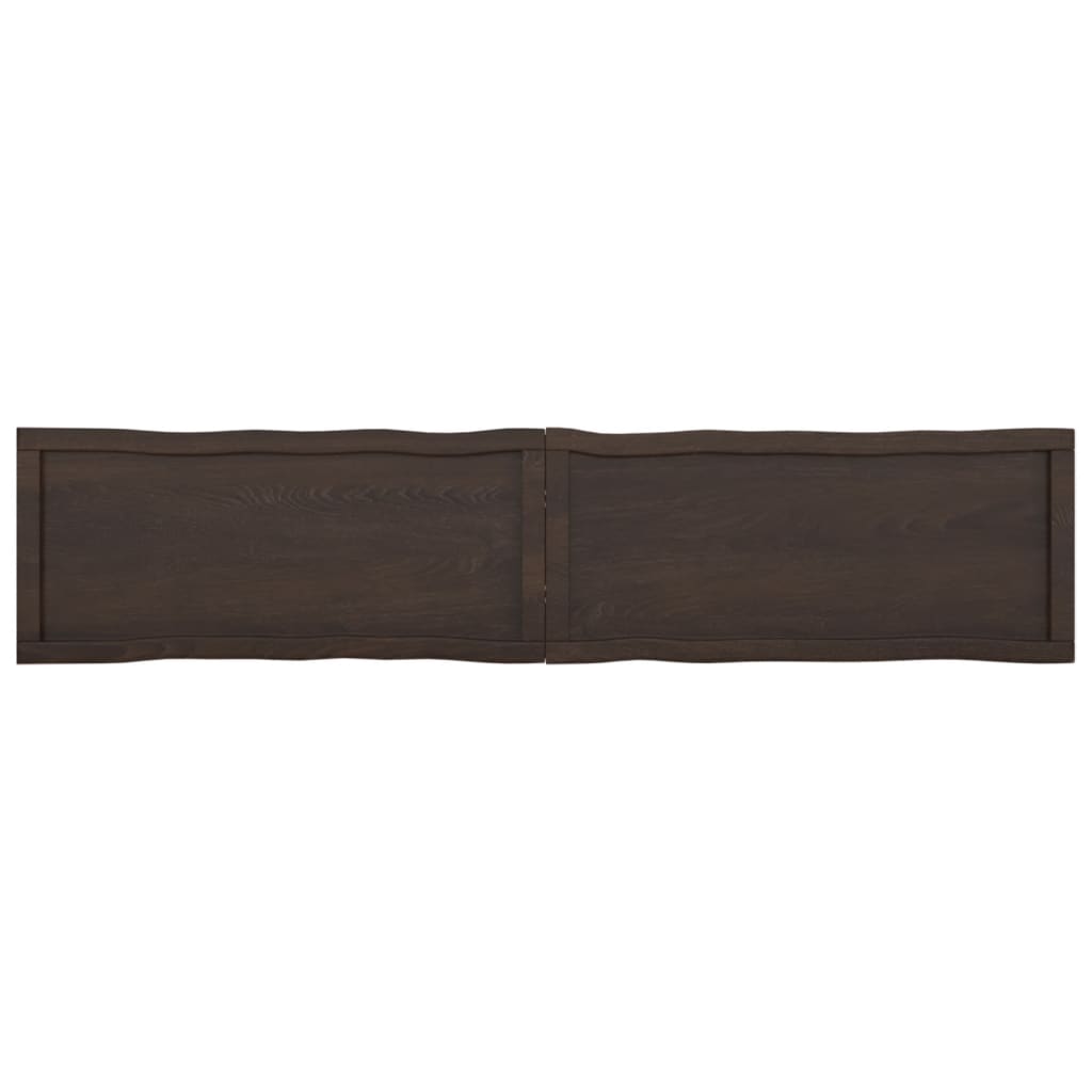Tafelblad Natuurlijke Rand 80X40X(2-4)Cm Eikenhout Donkerbruin 180 x 40 x 4 cm