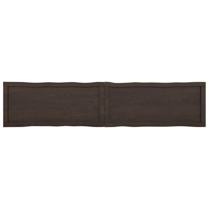 Tafelblad Natuurlijke Rand 80X40X(2-4)Cm Eikenhout Donkerbruin 180 x 40 x 4 cm