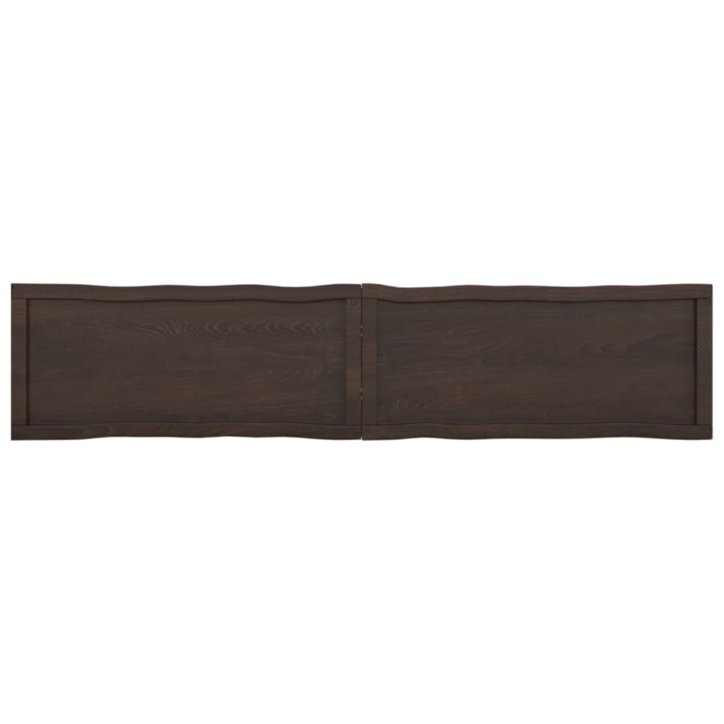 Tafelblad Natuurlijke Rand 80X40X(2-4)Cm Eikenhout Donkerbruin 180 x 40 x 4 cm