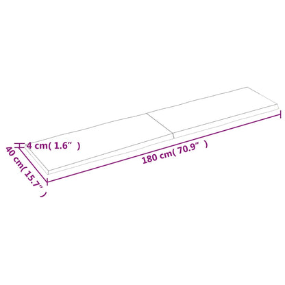 Tafelblad Natuurlijke Rand 80X40X(2-4)Cm Eikenhout Donkerbruin 180 x 40 x 4 cm