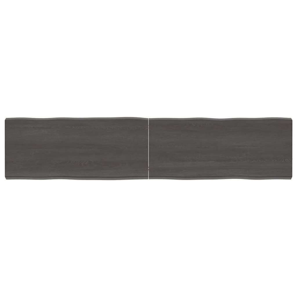 Tafelblad Natuurlijke Rand 80X40X(2-6)Cm Eikenhout Donkerbruin 180 x 40 x 6 cm