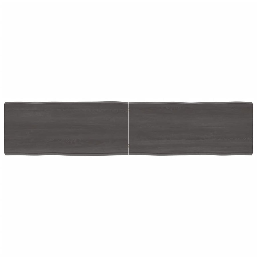 Tafelblad Natuurlijke Rand 80X40X(2-6)Cm Eikenhout Donkerbruin 180 x 40 x 6 cm