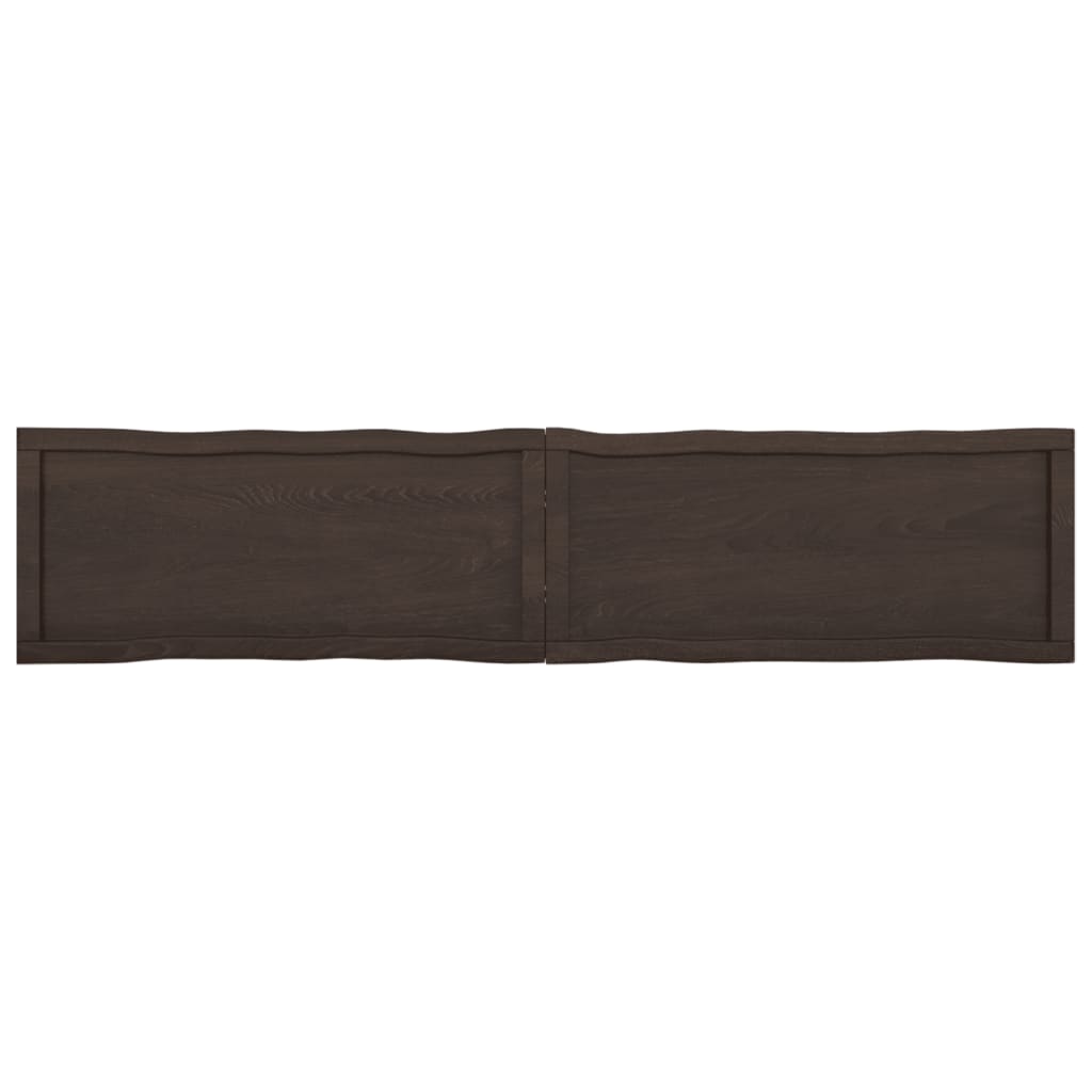 Tafelblad Natuurlijke Rand 80X40X(2-6)Cm Eikenhout Donkerbruin 180 x 40 x 6 cm