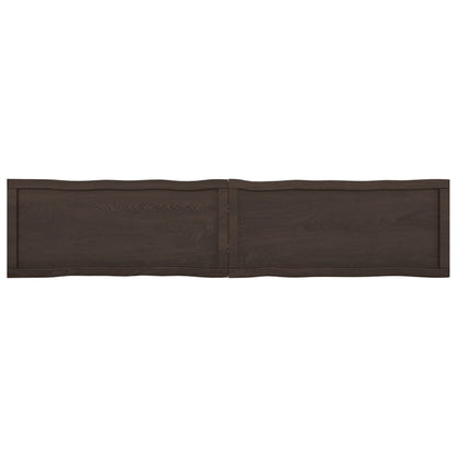 Tafelblad Natuurlijke Rand 80X40X(2-6)Cm Eikenhout Donkerbruin 180 x 40 x 6 cm
