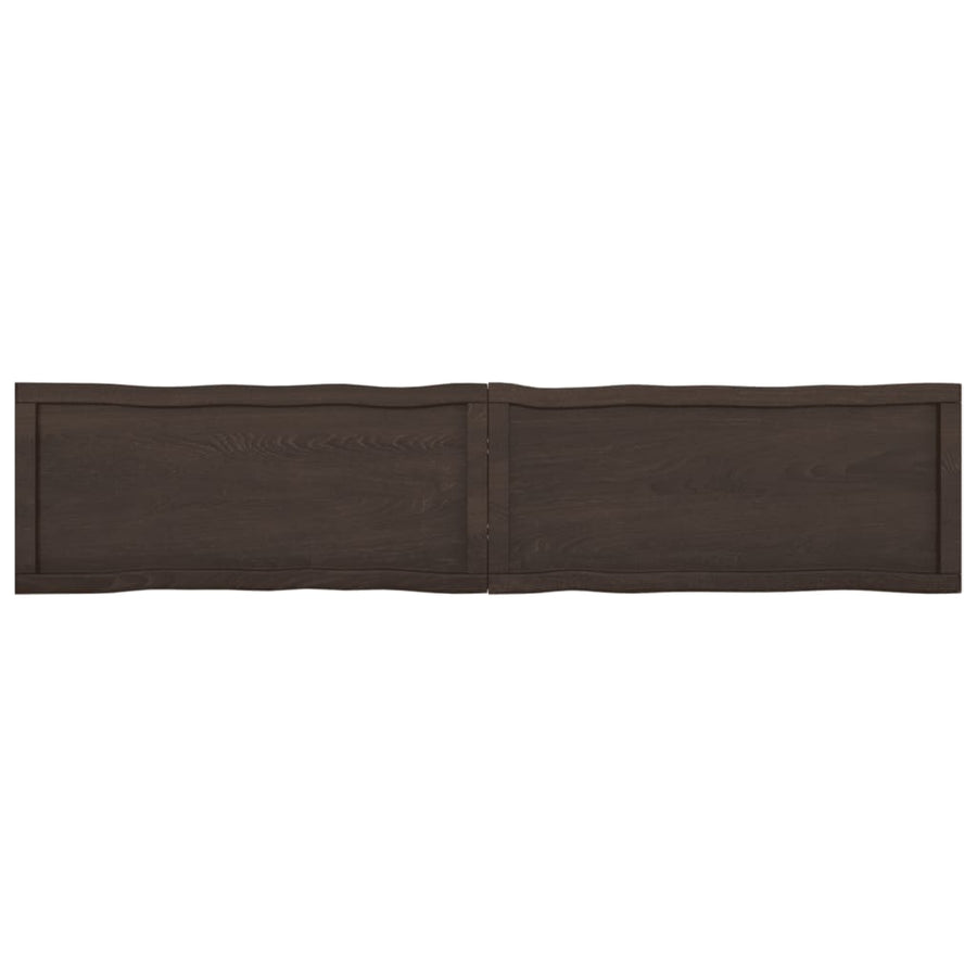Tafelblad Natuurlijke Rand 80X40X(2-6)Cm Eikenhout Donkerbruin 180 x 40 x 6 cm