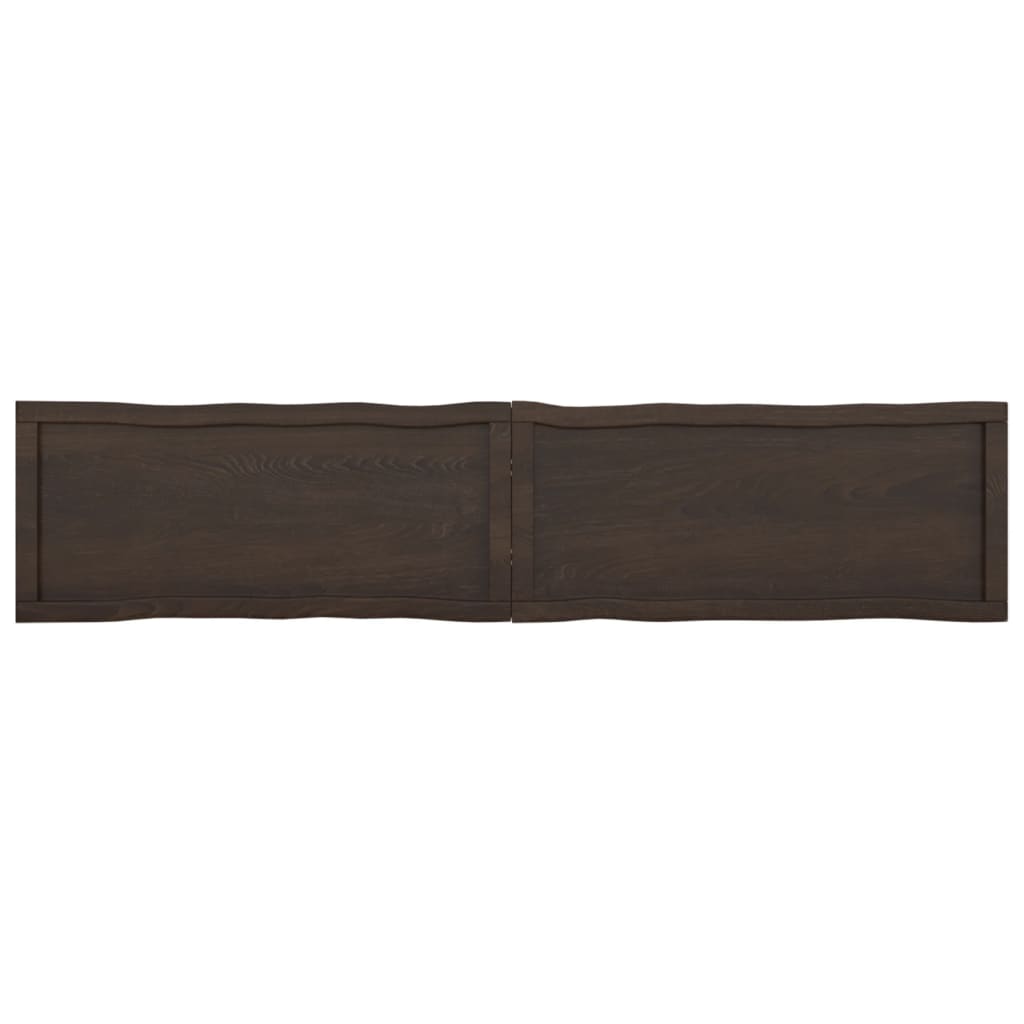 Tafelblad Natuurlijke Rand 80X40X(2-6)Cm Eikenhout Donkerbruin 180 x 40 x 6 cm