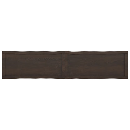 Tafelblad Natuurlijke Rand 80X40X(2-6)Cm Eikenhout Donkerbruin 180 x 40 x 6 cm