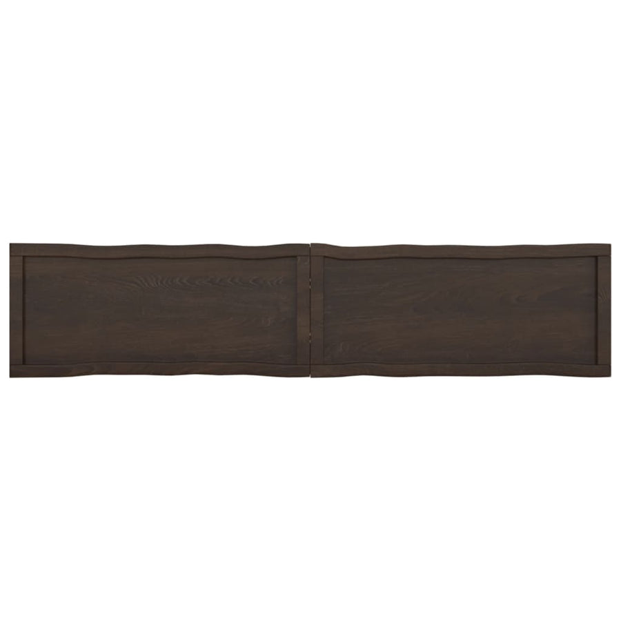 Tafelblad Natuurlijke Rand 80X40X(2-6)Cm Eikenhout Donkerbruin 180 x 40 x 6 cm