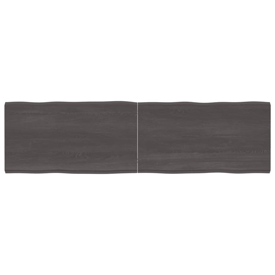 Tafelblad Natuurlijke Rand 80X50X(2-4)Cm Eikenhout Donkerbruin 180 x 50 x 4 cm