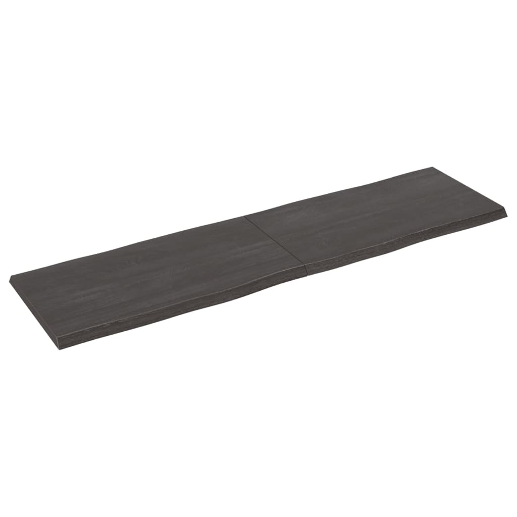 Tafelblad Natuurlijke Rand 80X50X(2-4)Cm Eikenhout Donkerbruin 180 x 50 x 4 cm