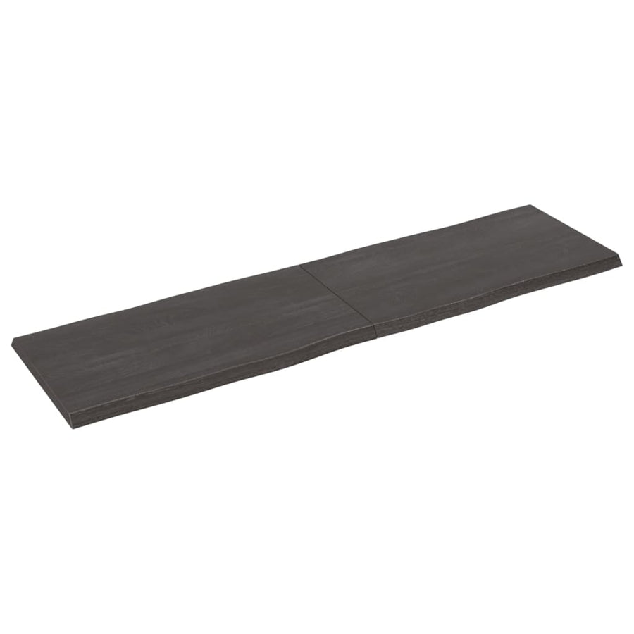 Tafelblad Natuurlijke Rand 80X50X(2-4)Cm Eikenhout Donkerbruin 180 x 50 x 4 cm