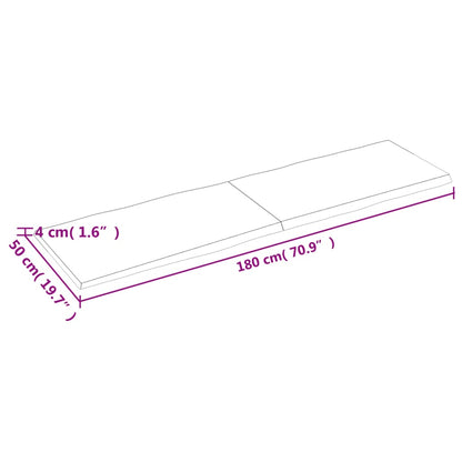 Tafelblad Natuurlijke Rand 80X50X(2-4)Cm Eikenhout Donkerbruin 180 x 50 x 4 cm