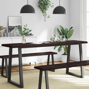 Tafelblad eikenhout 180x50x(2-6)cm natuurlijke rand donkerbruin