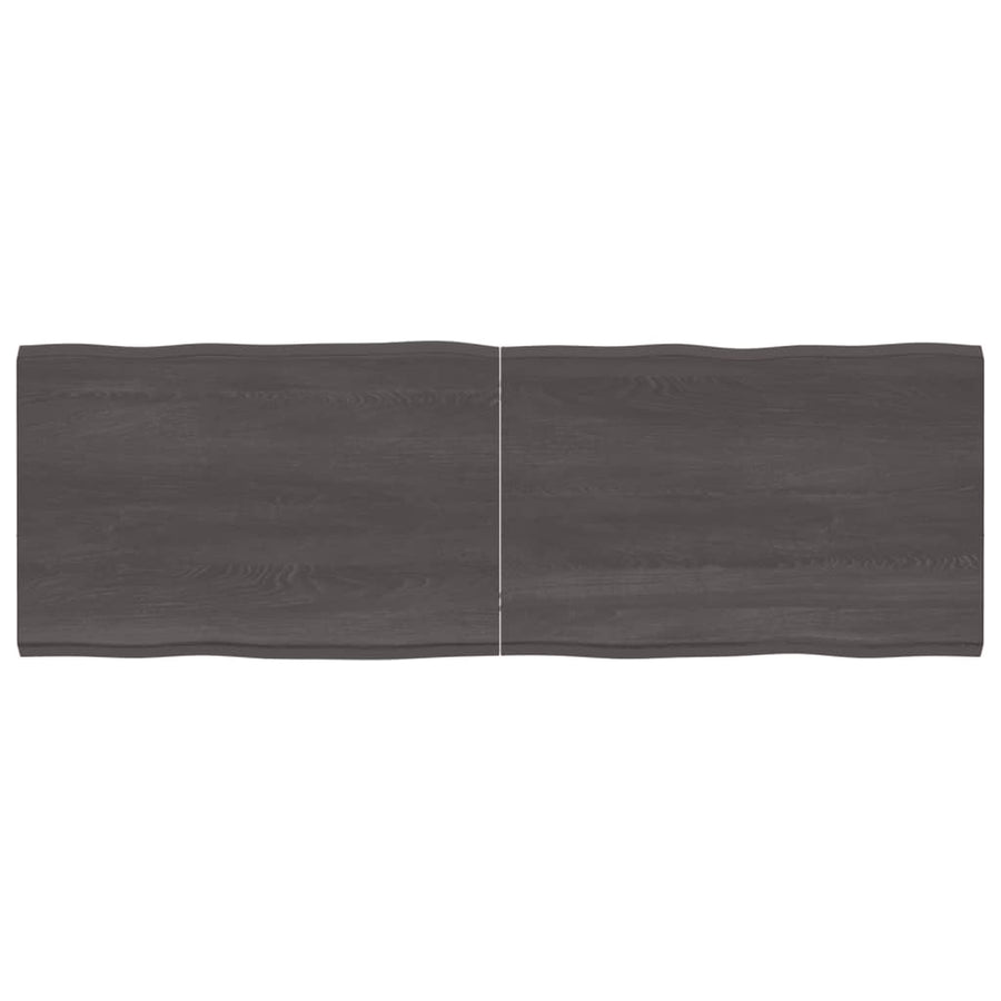 Tafelblad Natuurlijke Rand 80X60X(2-4)Cm Eikenhout Donkerbruin 180 x 60 x 4 cm