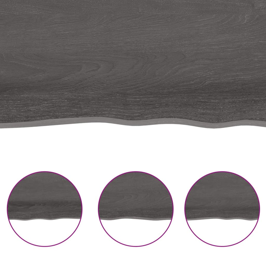 Tafelblad Natuurlijke Rand 80X60X(2-4)Cm Eikenhout Donkerbruin 180 x 60 x 4 cm