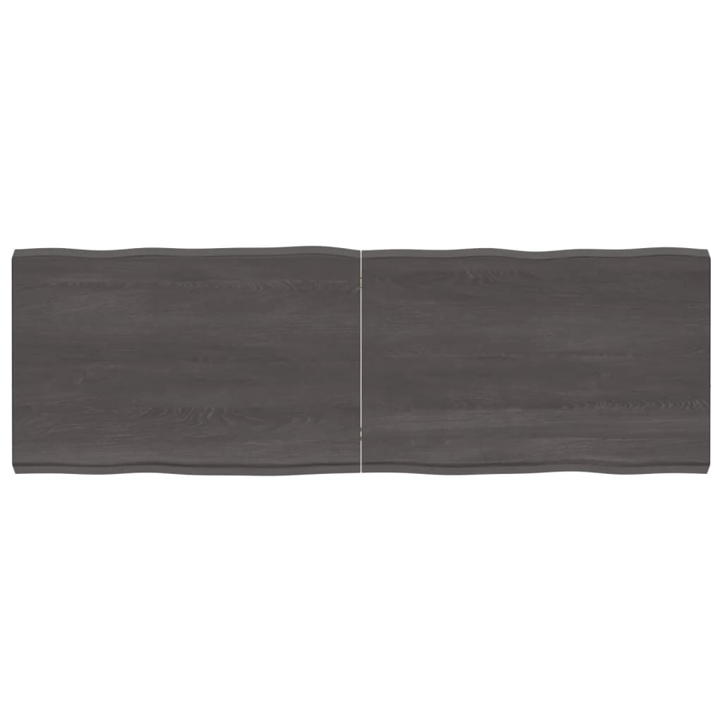 Tafelblad Natuurlijke Rand 80X60X(2-6)Cm Eikenhout Donkerbruin 180 x 60 x 6 cm