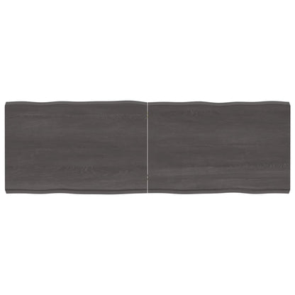 Tafelblad Natuurlijke Rand 80X60X(2-6)Cm Eikenhout Donkerbruin 180 x 60 x 6 cm