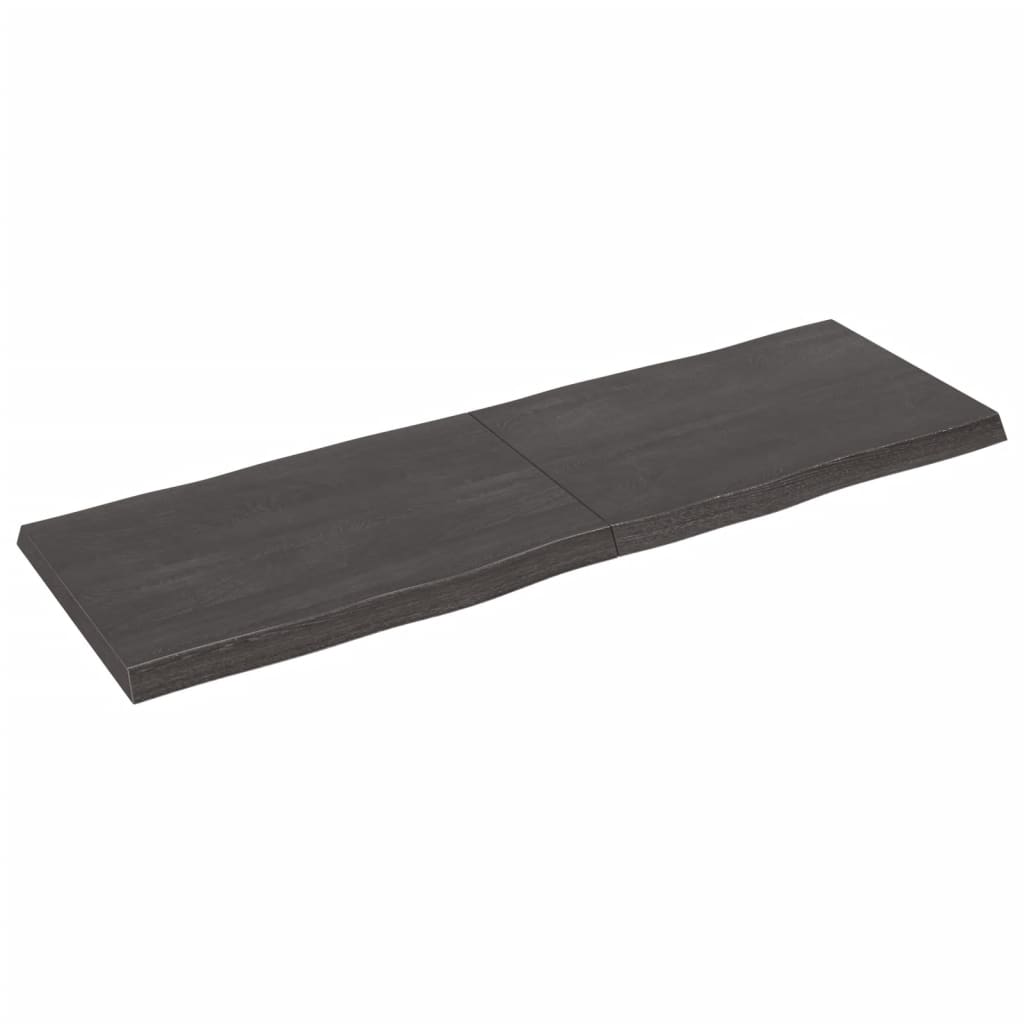 Tafelblad Natuurlijke Rand 80X60X(2-6)Cm Eikenhout Donkerbruin 180 x 60 x 6 cm