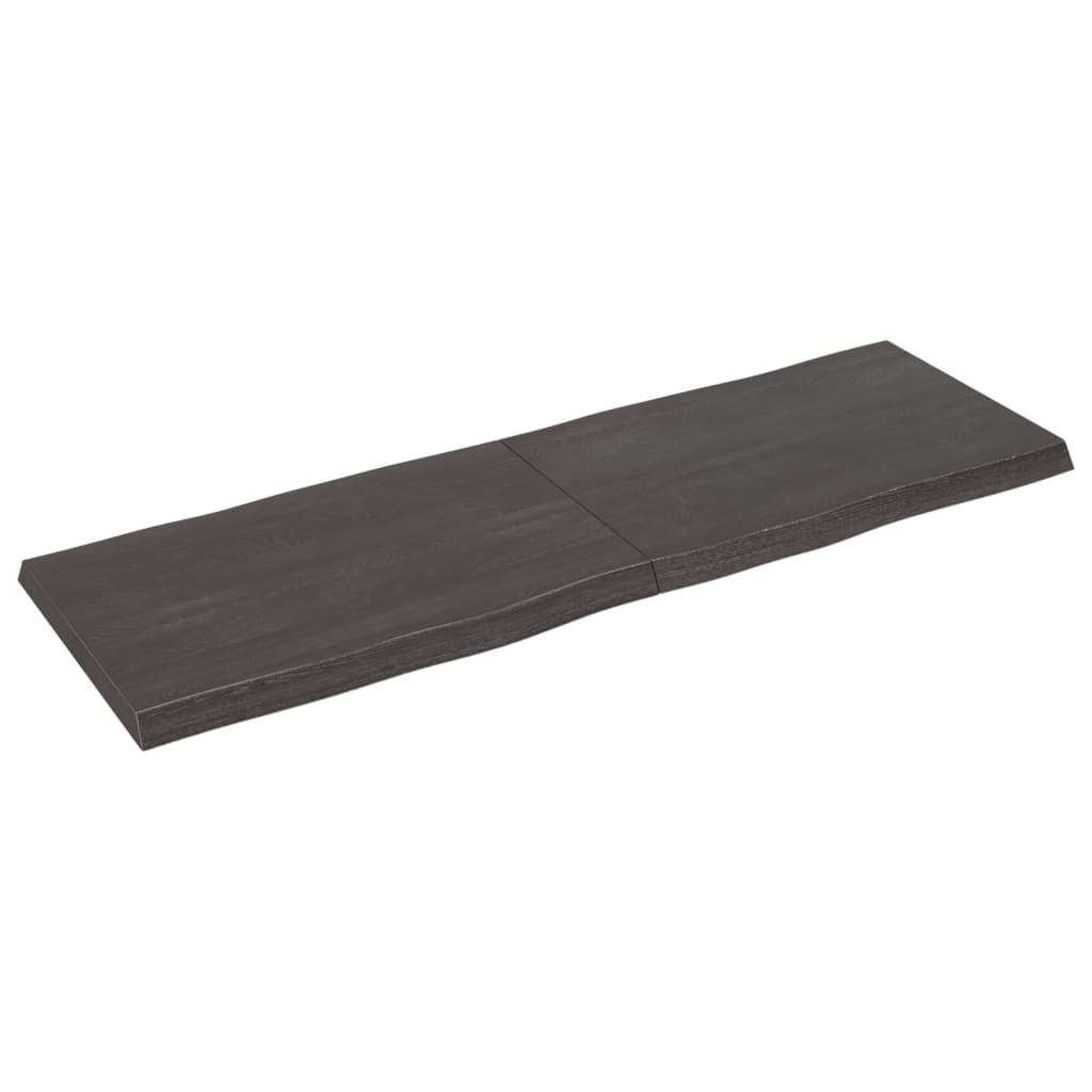Tafelblad Natuurlijke Rand 80X60X(2-6)Cm Eikenhout Donkerbruin 180 x 60 x 6 cm