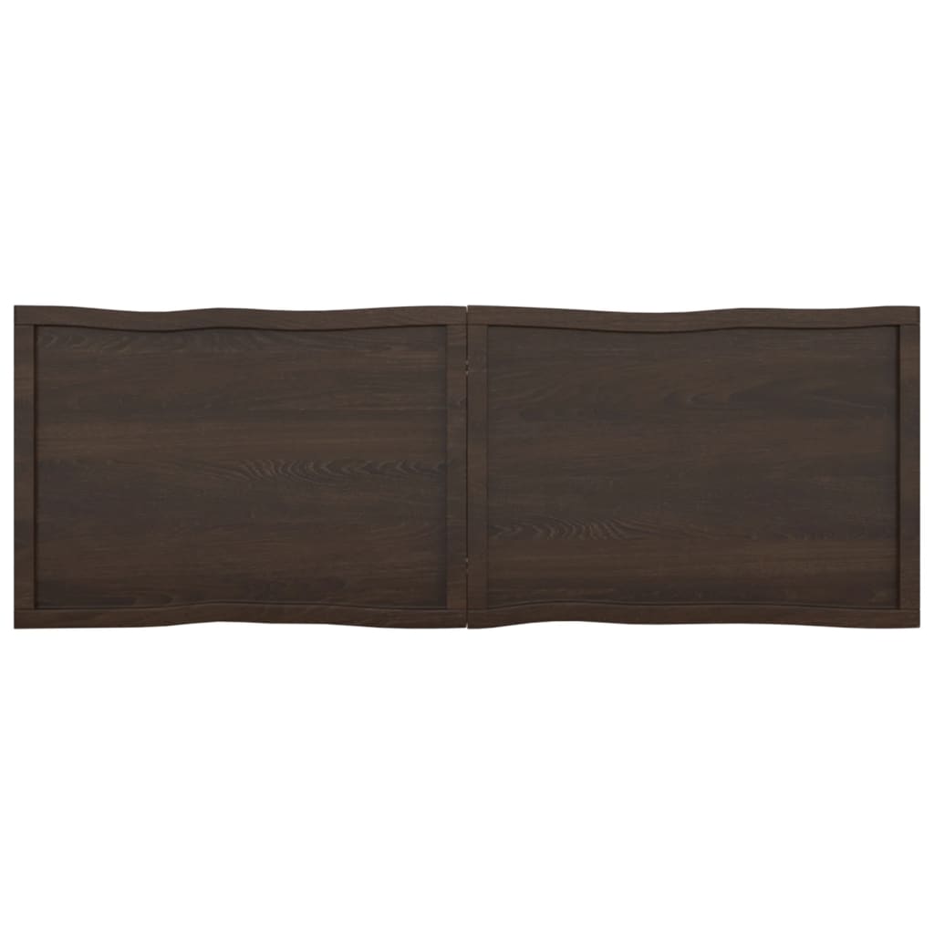 Tafelblad Natuurlijke Rand 80X60X(2-6)Cm Eikenhout Donkerbruin 180 x 60 x 6 cm