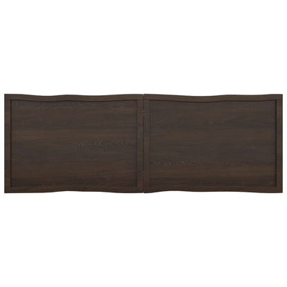 Tafelblad Natuurlijke Rand 80X60X(2-6)Cm Eikenhout Donkerbruin 180 x 60 x 6 cm