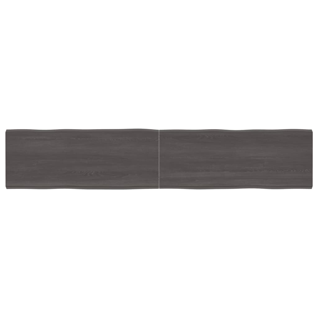 Tafelblad Natuurlijke Rand 200X40X(2-4)Cm Eikenhout Donkerbruin 200 x 40 x 4 cm