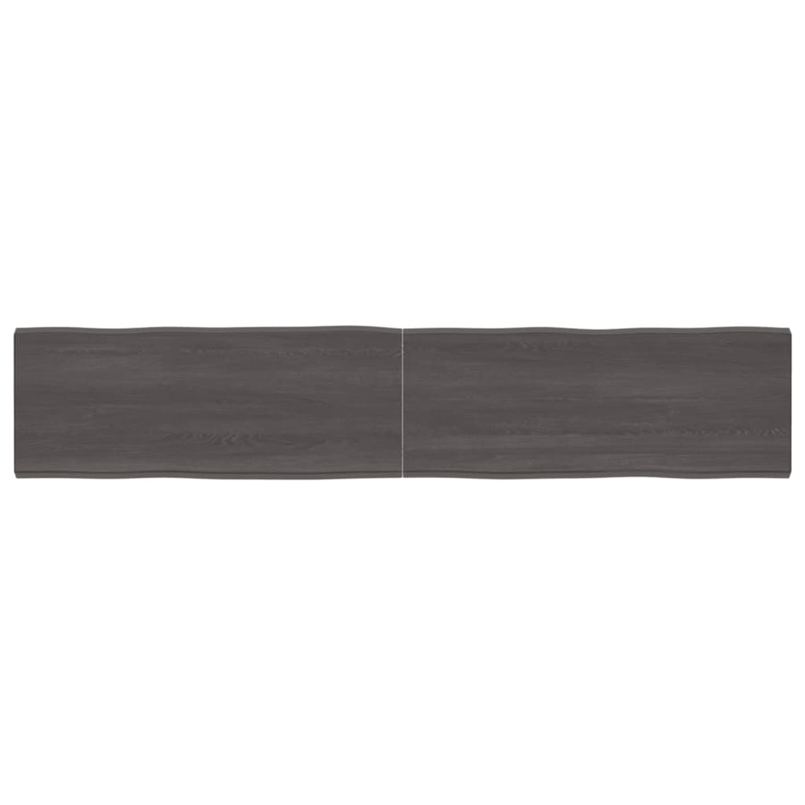 Tafelblad Natuurlijke Rand 200X40X(2-4)Cm Eikenhout Donkerbruin 200 x 40 x 4 cm