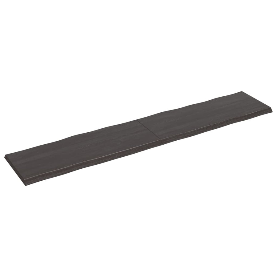 Tafelblad Natuurlijke Rand 200X40X(2-4)Cm Eikenhout Donkerbruin 200 x 40 x 4 cm