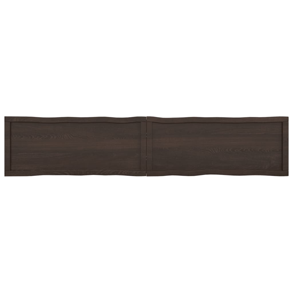 Tafelblad Natuurlijke Rand 200X40X(2-4)Cm Eikenhout Donkerbruin 200 x 40 x 4 cm