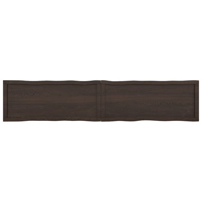 Tafelblad Natuurlijke Rand 200X40X(2-4)Cm Eikenhout Donkerbruin 200 x 40 x 4 cm