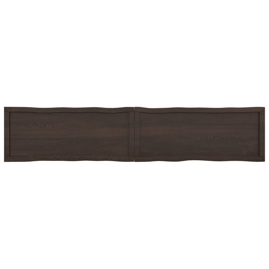 Tafelblad Natuurlijke Rand 200X40X(2-4)Cm Eikenhout Donkerbruin 200 x 40 x 4 cm