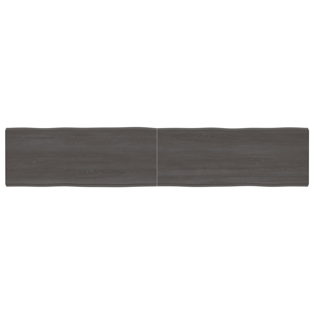 Tafelblad Natuurlijke Rand 200X40X(2-6)Cm Eikenhout Donkerbruin 200 x 40 x 6 cm