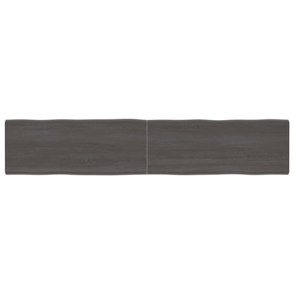 Tafelblad Natuurlijke Rand 200X40X(2-6)Cm Eikenhout Donkerbruin 200 x 40 x 6 cm