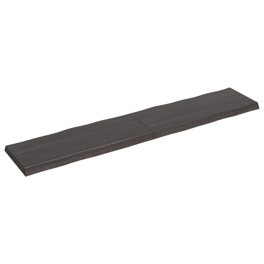 Tafelblad Natuurlijke Rand 200X40X(2-6)Cm Eikenhout Donkerbruin 200 x 40 x 6 cm