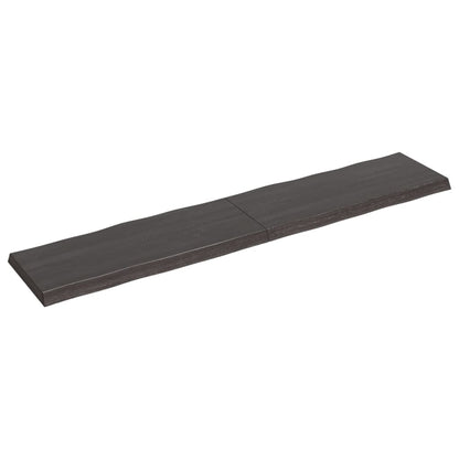 Tafelblad Natuurlijke Rand 200X40X(2-6)Cm Eikenhout Donkerbruin 200 x 40 x 6 cm