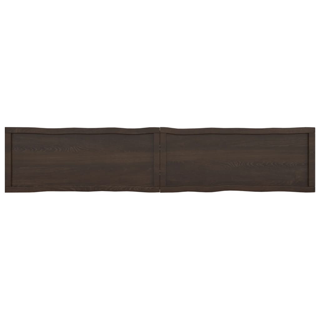Tafelblad Natuurlijke Rand 200X40X(2-6)Cm Eikenhout Donkerbruin 200 x 40 x 6 cm