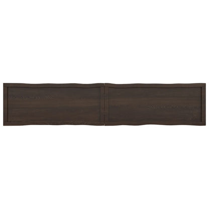Tafelblad Natuurlijke Rand 200X40X(2-6)Cm Eikenhout Donkerbruin 200 x 40 x 6 cm