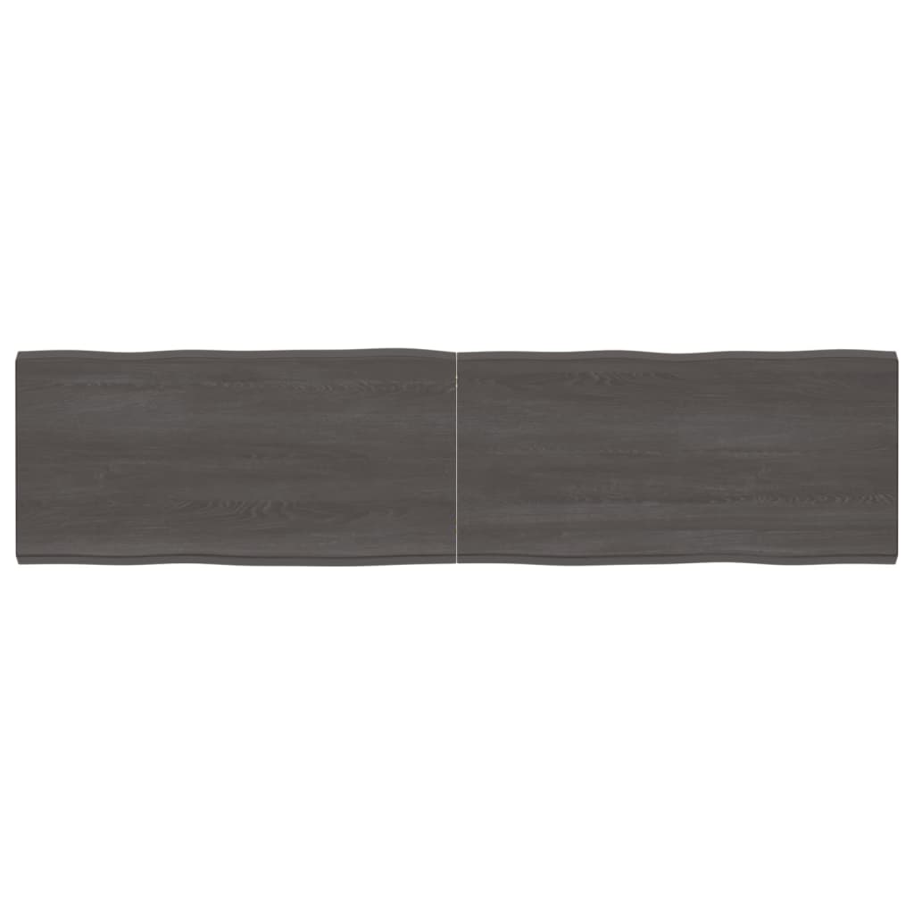 Tafelblad Natuurlijke Rand 200X50X(2-4)Cm Eikenhout Donkerbruin 200 x 50 x 4 cm