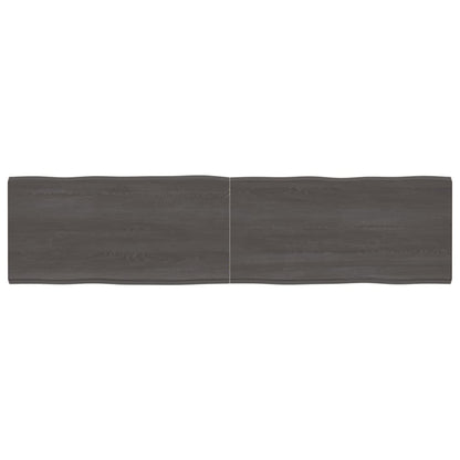 Tafelblad Natuurlijke Rand 200X50X(2-4)Cm Eikenhout Donkerbruin 200 x 50 x 4 cm