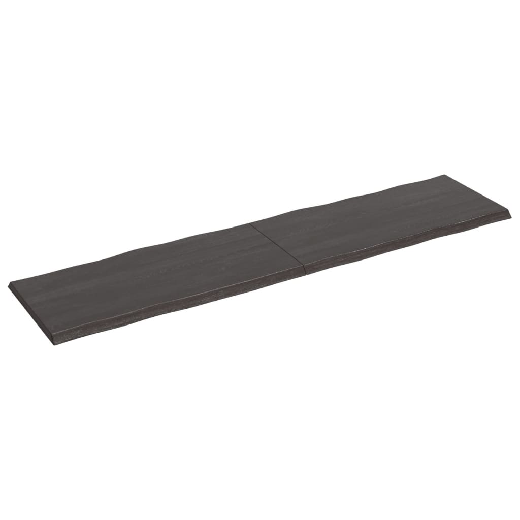 Tafelblad Natuurlijke Rand 200X50X(2-4)Cm Eikenhout Donkerbruin 200 x 50 x 4 cm
