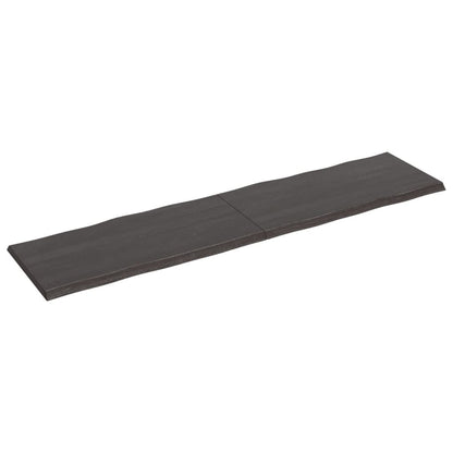 Tafelblad Natuurlijke Rand 200X50X(2-4)Cm Eikenhout Donkerbruin 200 x 50 x 4 cm