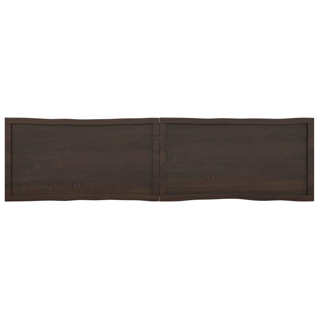 Tafelblad Natuurlijke Rand 200X50X(2-4)Cm Eikenhout Donkerbruin 200 x 50 x 4 cm