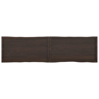 Tafelblad Natuurlijke Rand 200X50X(2-4)Cm Eikenhout Donkerbruin 200 x 50 x 4 cm