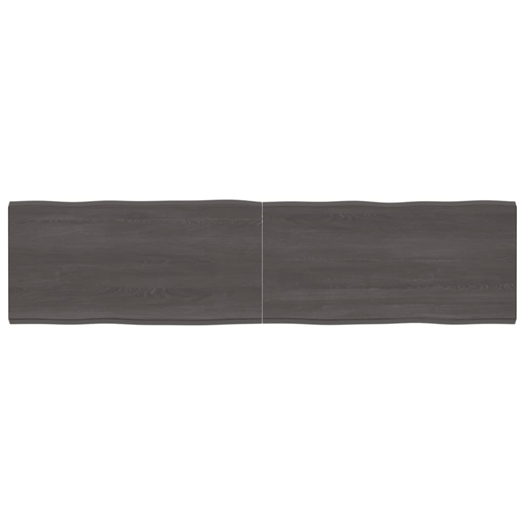 Tafelblad Natuurlijke Rand 200X50X(2-6)Cm Eikenhout Donkerbruin 200 x 50 x 6 cm