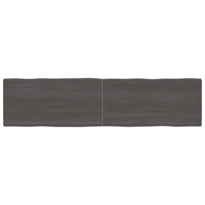 Tafelblad Natuurlijke Rand 200X50X(2-6)Cm Eikenhout Donkerbruin 200 x 50 x 6 cm
