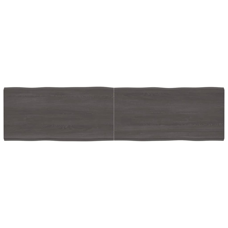 Tafelblad Natuurlijke Rand 200X50X(2-6)Cm Eikenhout Donkerbruin 200 x 50 x 6 cm