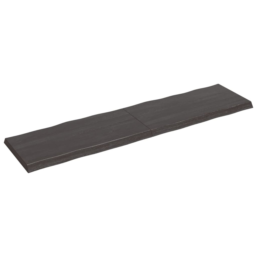 Tafelblad Natuurlijke Rand 200X50X(2-6)Cm Eikenhout Donkerbruin 200 x 50 x 6 cm