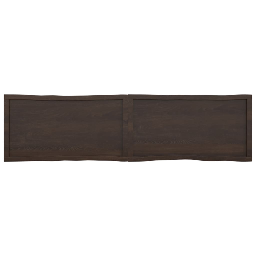 Tafelblad Natuurlijke Rand 200X50X(2-6)Cm Eikenhout Donkerbruin 200 x 50 x 6 cm