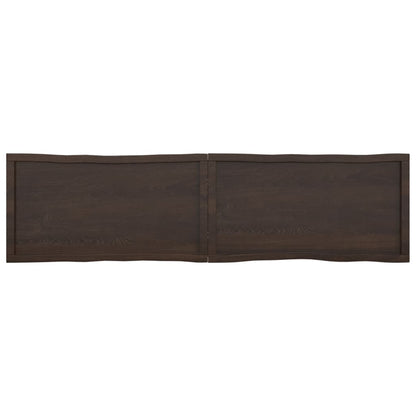 Tafelblad Natuurlijke Rand 200X50X(2-6)Cm Eikenhout Donkerbruin 200 x 50 x 6 cm