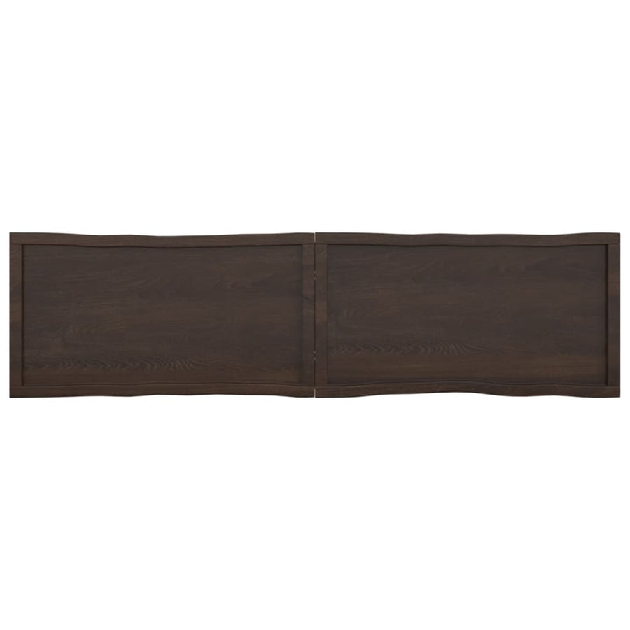 Tafelblad Natuurlijke Rand 200X50X(2-6)Cm Eikenhout Donkerbruin 200 x 50 x 6 cm